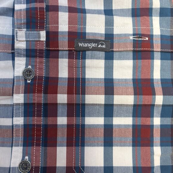 Wrangler Men Size XL Blue Checked Convertible Tuck Sleeves System Outdoor Shirt - Picture 4 of 5